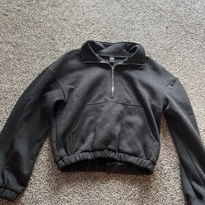 black cropped quarter zip up